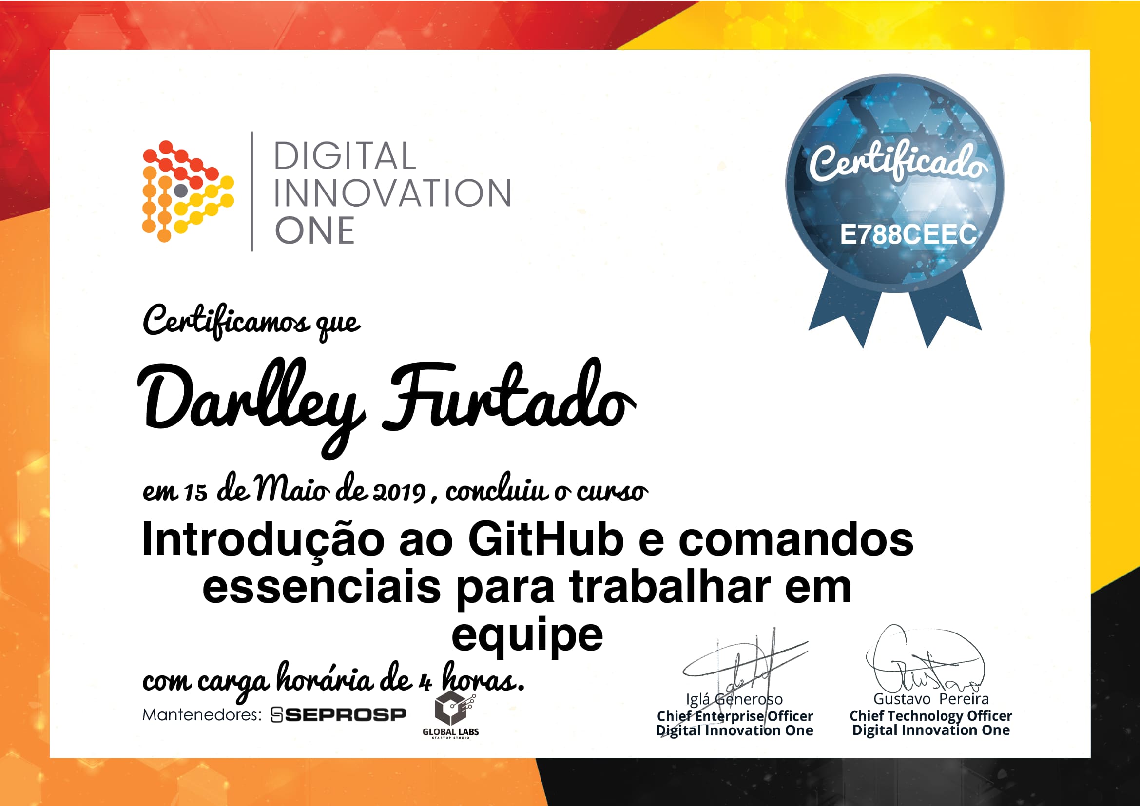 Certificação DIO do curso de Github