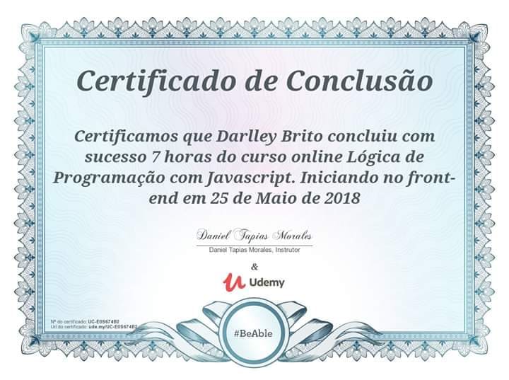 Certificação da Serfrontend do curso de Lógica de programação com JavaScript